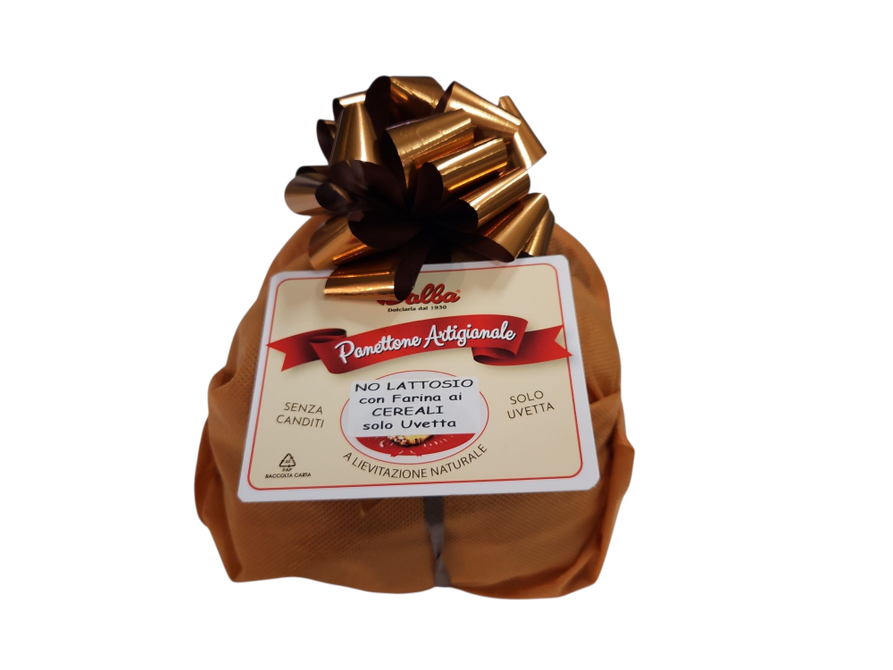 Panettone senza lattosio con farina ai cereali e uvetta - 800 g - Incarto Regalo